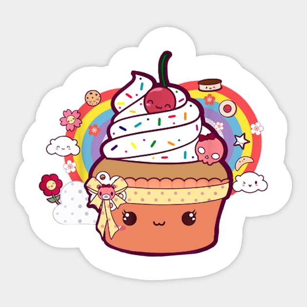 Cute Kawaii Chibi Cupcake Funny Foodie Sticker by Wolfek246